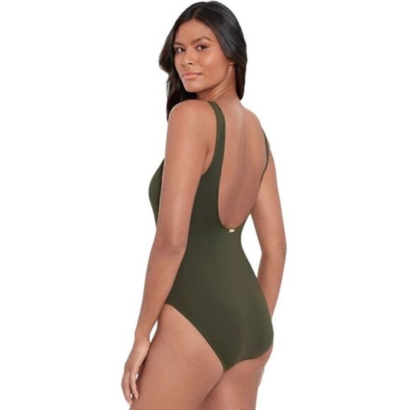 Ralph Lauren One-Piece Swimsuit Beach Club Solids Lace Front Swimwear Olive 22W - Picture 8 of 13